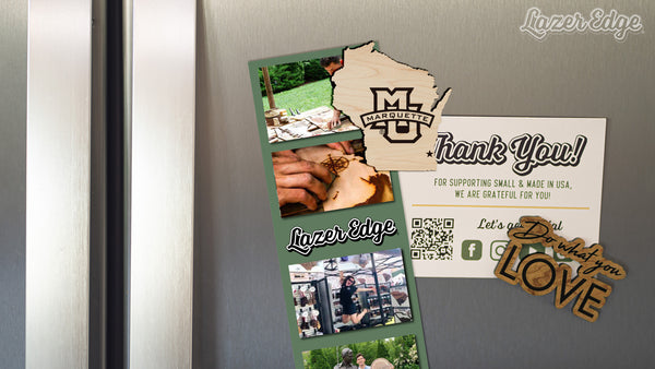 Marquette University Logo on Wisconsin Magnet - Crafted from Cherry or Maple Wood - Marquette Golden Eagles