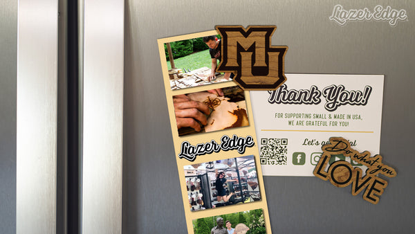 Marquette University Interlocked MU Magnet - Crafted from Cherry or Maple Wood - Marquette Golden Eagles