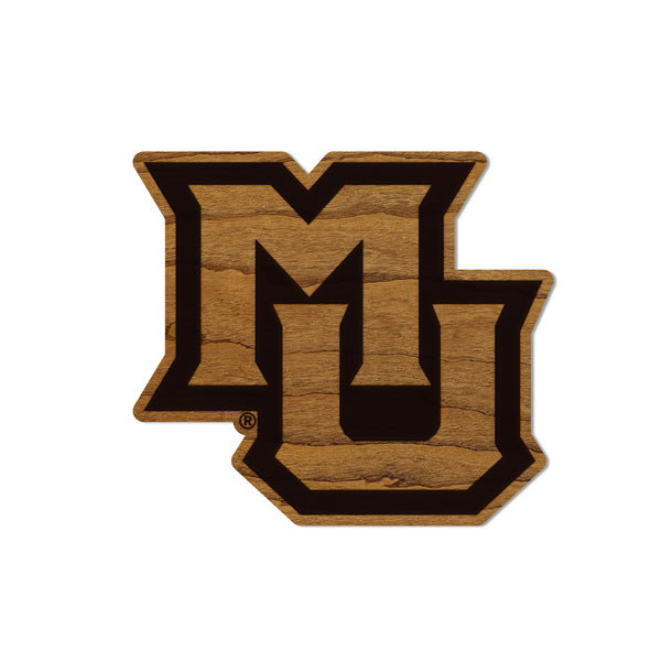 Marquette University Interlocked MU Magnet - Crafted from Cherry or Maple Wood - Marquette Golden Eagles