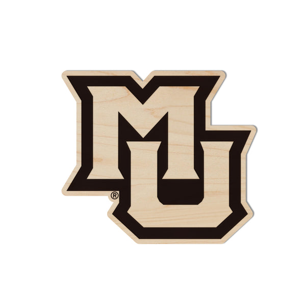 Marquette University Interlocked MU Magnet - Crafted from Cherry or Maple Wood - Marquette Golden Eagles