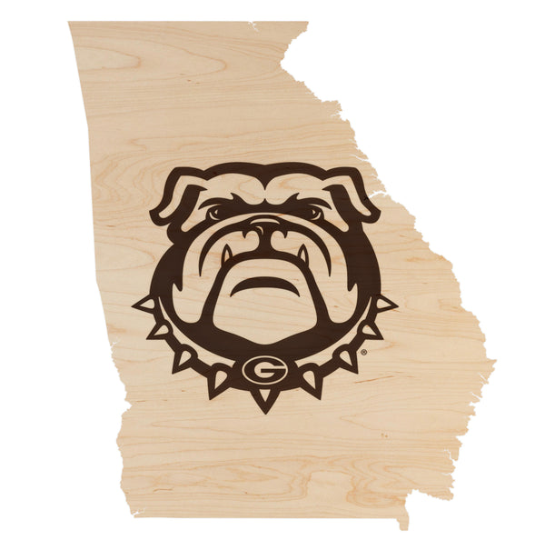 Georgia Wall Hanging University of Georgia Athletic Bulldog Mark on State