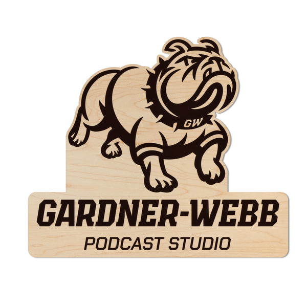 Gardner Webb University Podcast Studio Wall Hanging - Crafted from Cherry or Maple Wood