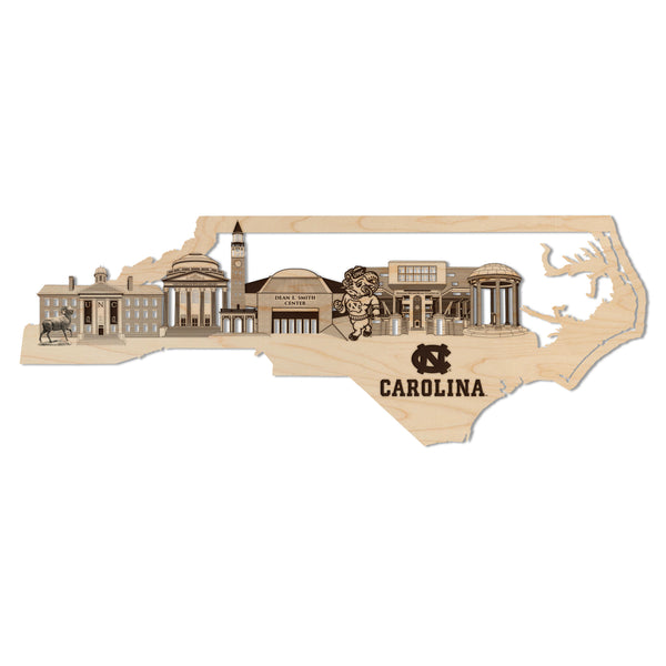 University of North Carolina Skyline Wall Hanging – Crafted from Cherry and  Maple Wood - UNC Tarheels