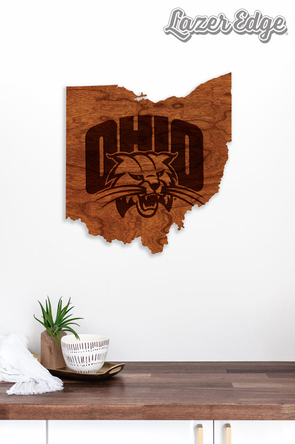 Ohio, University of Wall Hanging Ohio Bobcat on State