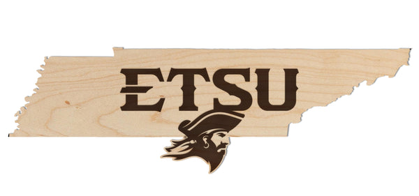 ETSU Wall Hanging East State ETSU with Buccaneer on Outline Standard