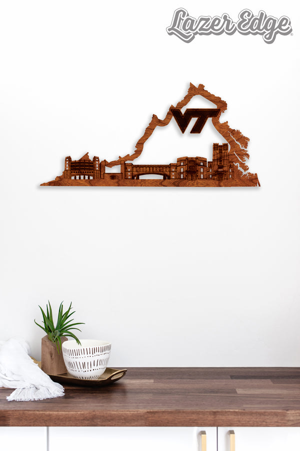 Virginia Tech Wall Hanging Tech Skyline on Outline