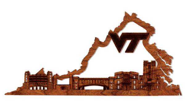 Virginia Tech Wall Hanging Tech Skyline on Outline