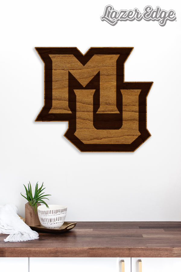 Marquette University Interlocked MU Wall Hanging - Crafted from Cherry or Maple Wood - Marquette Golden Eagles