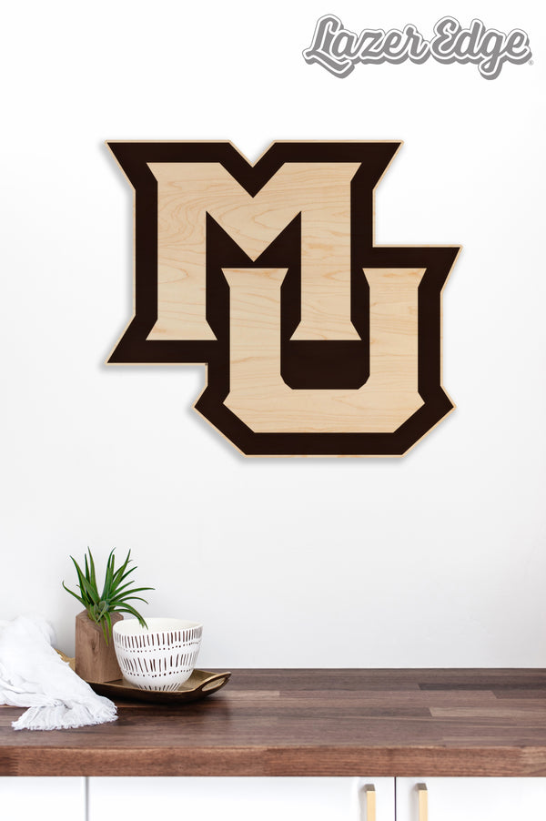 Marquette University Interlocked MU Wall Hanging - Crafted from Cherry or Maple Wood - Marquette Golden Eagles