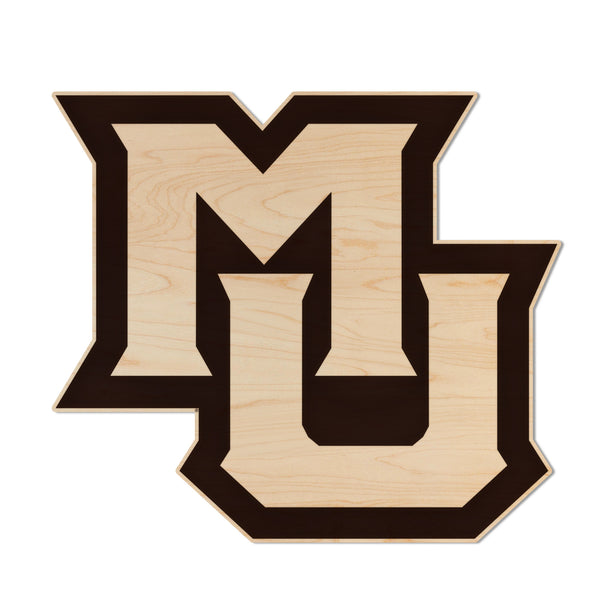 Marquette University Interlocked MU Wall Hanging - Crafted from Cherry or Maple Wood - Marquette Golden Eagles