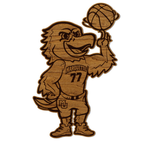 Marquette University Iggy Basketball Wall Hanging - Crafted from Cherry or Maple Wood - Marquette Golden Eagles