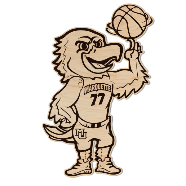 Marquette University Iggy Basketball Wall Hanging - Crafted from Cherry or Maple Wood - Marquette Golden Eagles
