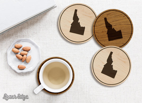 Idaho State Map Coaster - Crafted from Cherry or Maple Wood