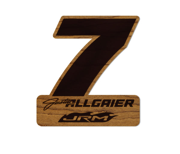 Justin Allgaier #7 Wooden Magnet | Crafted from Cherry and Maple Wood | Made in USA | Officially Licensed by JR Motorsport