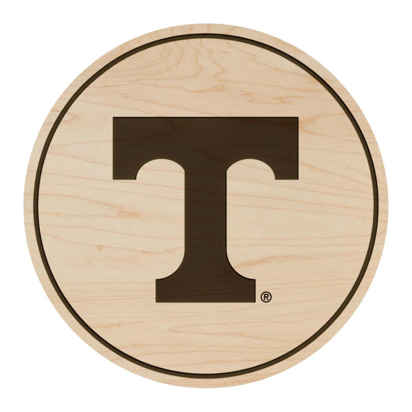 University of Tennessee Power T Coaster – Crafted from Cherry or Maple Wood – Tennessee Volunteers