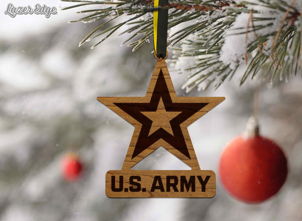 United States Army Emblem Ornament – Crafted from Cherry or Maple Wood