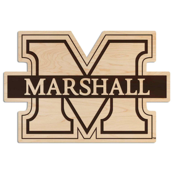 Marshall University Logo Wall Hanging - Crafted from Cherry or Maple Wood - Marshall Bisons