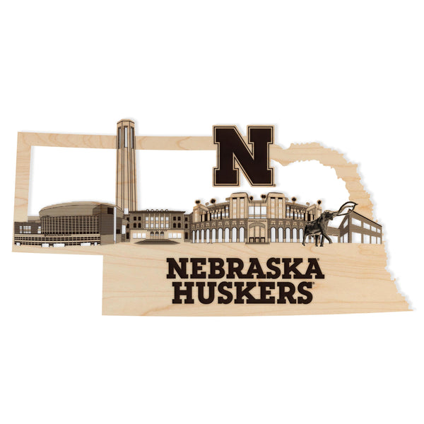 University of Nebraska Herbie on State Wall Hanging – Crafted from Cherry and  Maple Wood