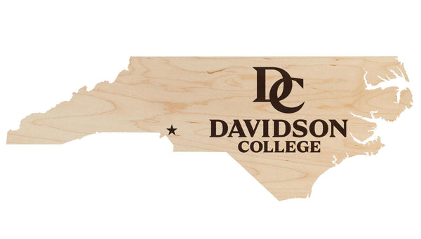 Davidson College Logo on State Wall Hanging - Crafted from Cherry or Maple Wood - Davidson Wildcats