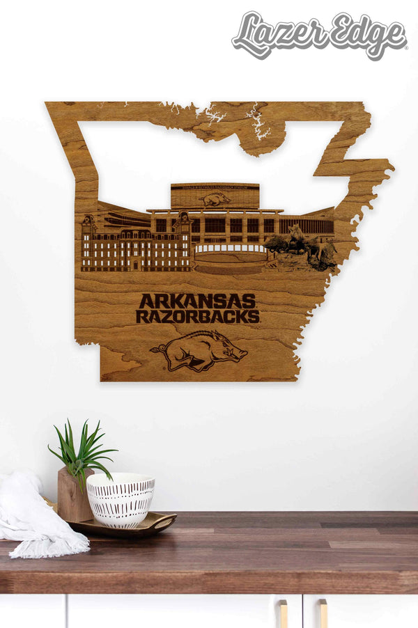University of Arkansas Skyline Wall Hanging – Crafted from Cherry and  Maple Wood - Arkansas Razorbacks