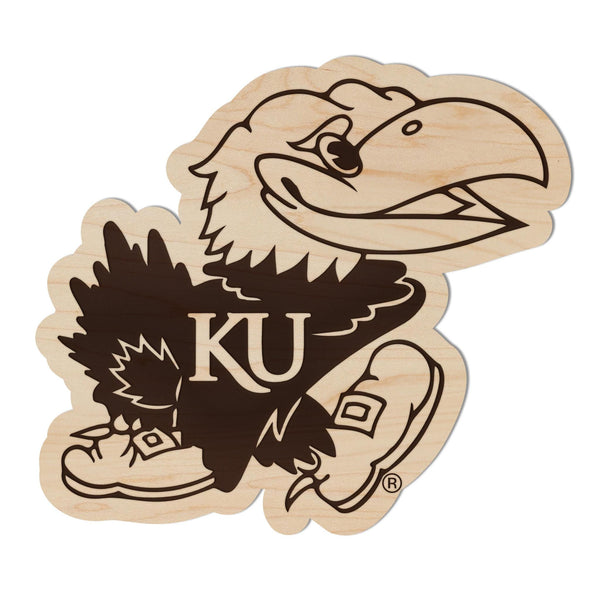 Kansas University Jayhawk Magnet - Crafted from Cherry or Maple Wood - Kansas University Jayhawks