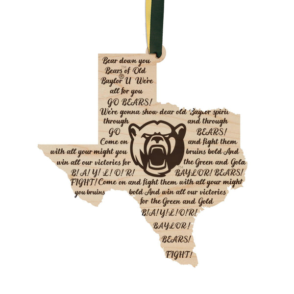 Baylor University Fight Song Ornament – Crafted from Cherry and Maple Wood – Baylor Bears