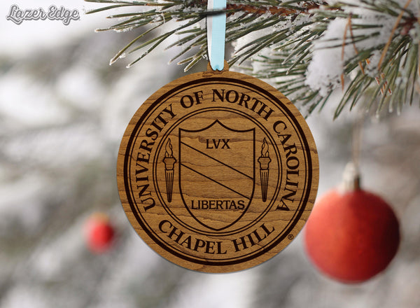 University of North Carolina Chapel Hill Seal Ornament – Crafted from Cherry and Maple Wood – UNC Tar Heels