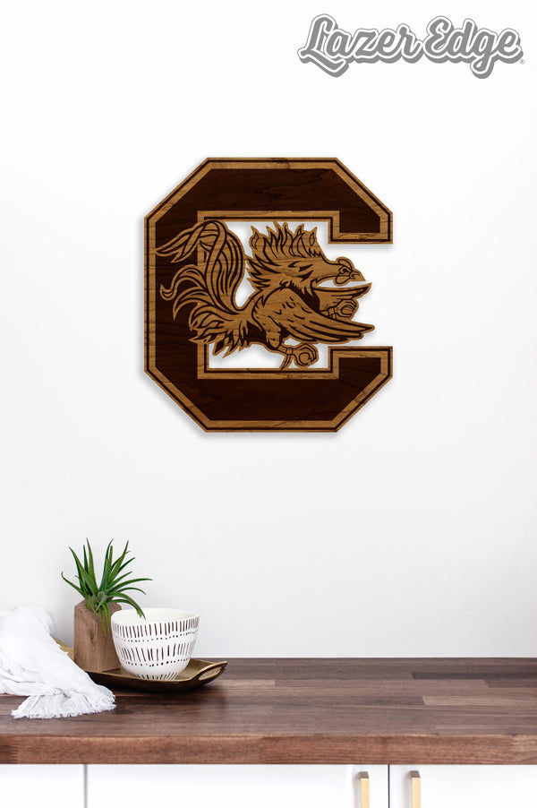 University of South Carolina Block C Gamecock Wall Hanging – Crafted from Cherry and  Maple Wood - USC Gamecocks