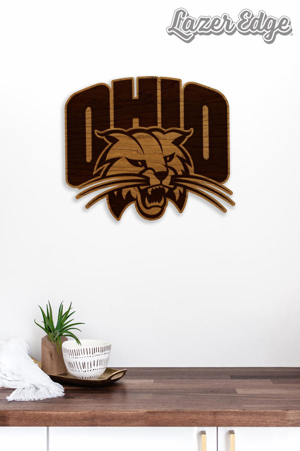 Ohio University Bobcats Wall Hanging - Crafted from Cherry or Maple Wood - Ohio Bobcats