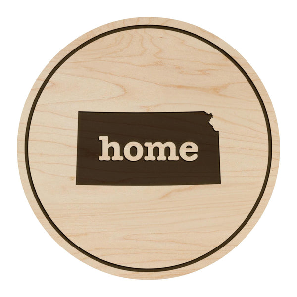 Kansas Home State Map Coaster - Crafted from Cherry or Maple Wood