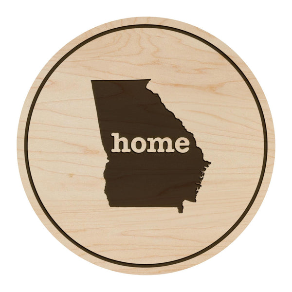 Georgia Home State Map Coaster - Crafted from Cherry or Maple Wood