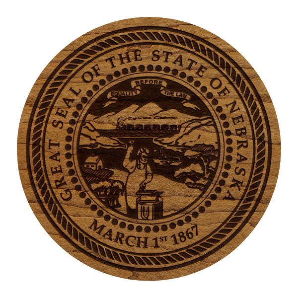 Nebraska State Flag Coaster - Crafted from Cherry or Maple Wood