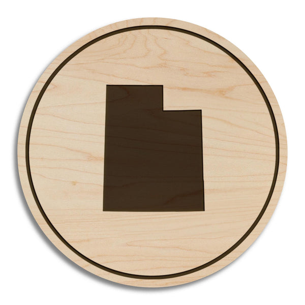 Utah State Map Coaster - Crafted from Cherry or Maple Wood