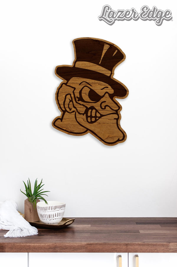 Wake Forest University Demon Deacon Logo Wall Hanging - Crafted from Cherry and Maple Wood - Wake Forest Demon Deacons