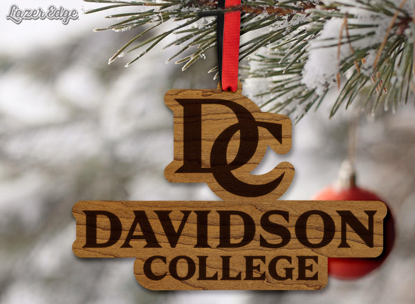 Davidson College Wordmark Ornament – Crafted from Cherry and Maple Wood– Davidson Wildcats