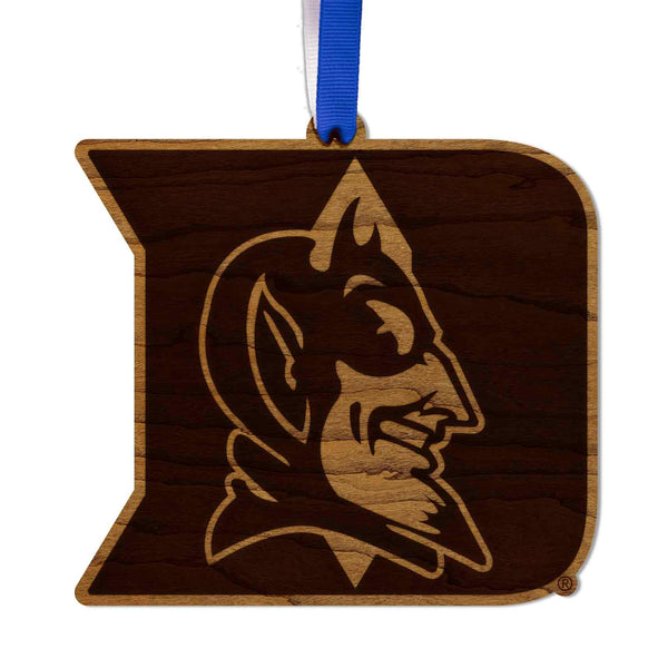 Duke Blue Devils Devil D Ornament – Crafted from Cherry and Maple Wood – Duke University
