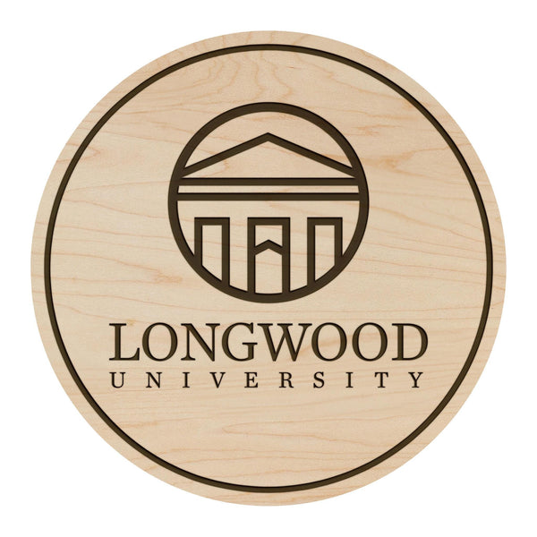 Longwood University Institution Mark Coaster – Crafted from Cherry or Maple Wood – Longwood Lancers