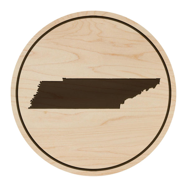 Tennessee State Map Coaster - Crafted from Cherry or Maple Wood
