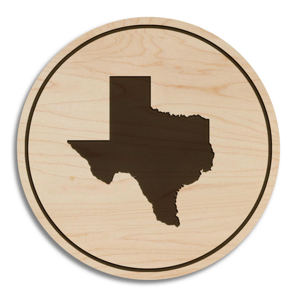 Texas State Map Coaster - Crafted from Cherry or Maple Wood
