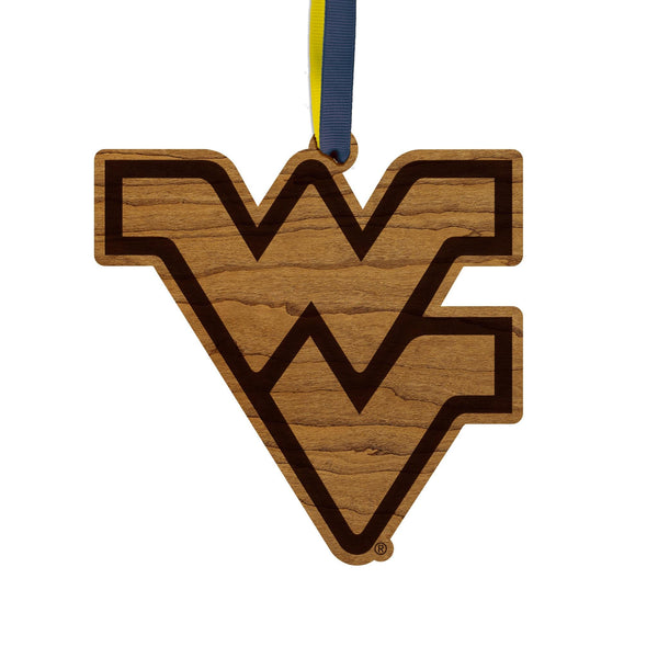West Virginia University Flying WV Ornament – Crafted from Cherry and Maple Wood – West Virginia Mountaineers