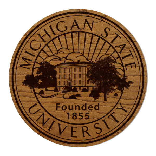 Michigan State University Seal Wall Hanging - Crafted from Cherry or Maple Wood - Michigan State Spartans