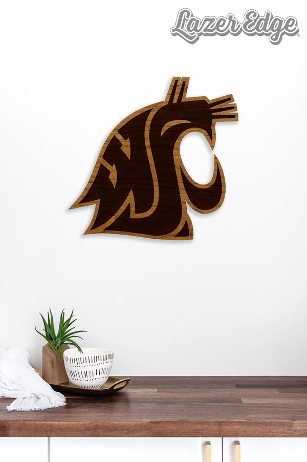 Washington State University Cougar Wall Hanging - Crafted from Cherry or Maple Wood - Washington State Cougars