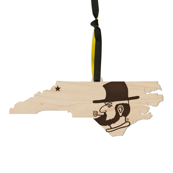 Appalachian State University Yosef on State Ornament – Crafted from Cherry and Maple Wood – App State Mountaineers