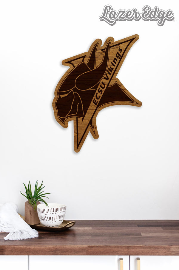 Elizabeth City State University Vikings Logo Wall Hanging - Crafted from Cherry or Maple Wood - ESCU Vikings