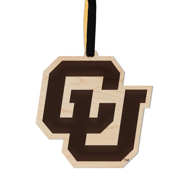 University of Colorado CU Ornament – Crafted from Cherry and Maple Wood – Colorado Buffaloes