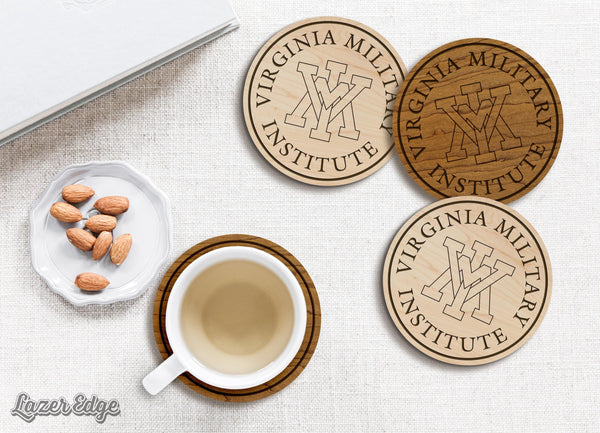 Virginia Military Institute VMI Wordmark Coaster – Crafted from Cherry or Maple Wood – VMI Keydets