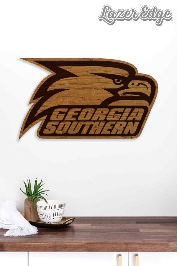 Georgia Southern University Eagle Head Wall Hanging - Crafted from Cherry or Maple Wood - Georgia Southern Eagles