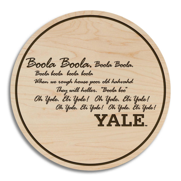 Yale University Fight Song Coaster – Crafted from Cherry or Maple Wood – Yale Bulldogs