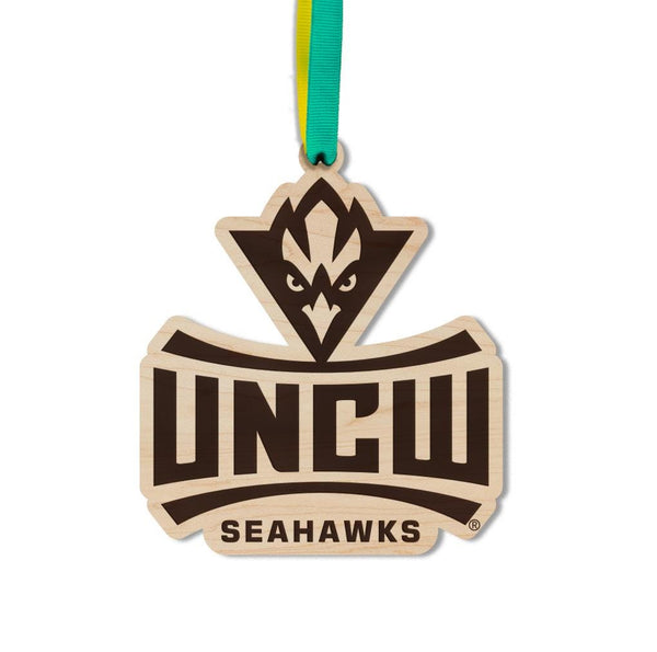 University of North Carolina Wilmington Seahawks Ornament – Crafted from Cherry and Maple Wood – UNCW Seahawks