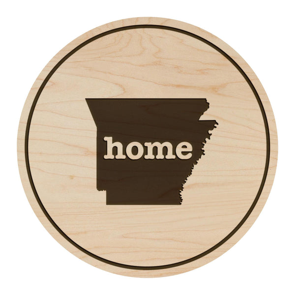 Arkansas Home State Map Coaster - Crafted from Cherry or Maple Wood